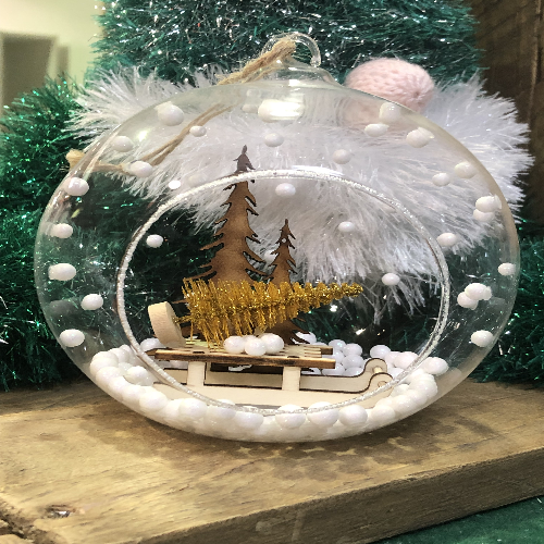 Glass Bauble Pine Tree Scene - Click Image to Close